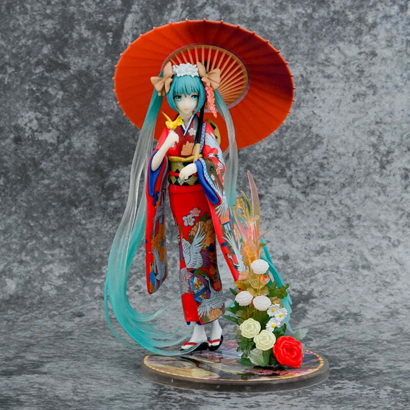 Boxed 22CM New Anime Hatsune Miku kimono Umbrella Beautiful girl series PVC Acti Falak Tayyeb