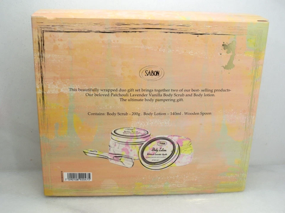 SABON 3 形爱 PATCHOULI LAVENDER VANILLA 身体 SCRUB & 身体乳液 盒装 — 第 4/4 张图片