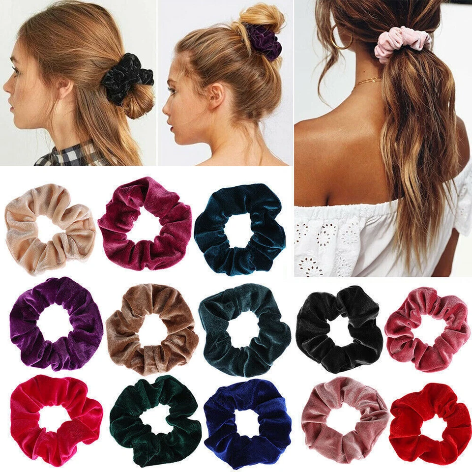 Bandas elásticas de terciopelo para el cabello crujientes corbatas de cuerda para mujeres niñas Foto 4 de 4