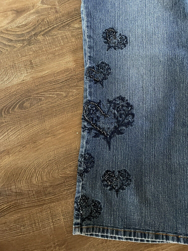 Denim 24/7 Women's Blue Denim Hearts Embroidered Plus SZ 26 Petite Jeans 43 x 27 - 第 12/13 張圖片