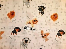 Dogs on White Cotton Fabric by Artist International 1 5/12 Yards X 45"
