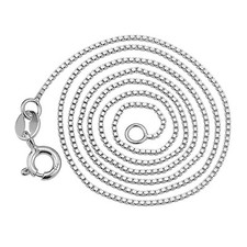 S925 Sterling Silver Box 1mm Chain for Ladies 15.7"/40cm, 17.7" /45cm