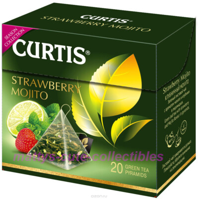 CURTIS Green Tea STRAWBERRY MOJITO 20 Pyramids RF NO GMO Made in Russia USSeller