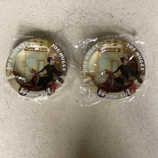 Lot 2: Aluminum Joe Muggs Ashtrays Women Riding Red Vespa 5 1/2 “ Metal Retro