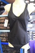 Black Plume ruched front Tank Sleeved Leotard  PL66 - Sizes Medium and Large