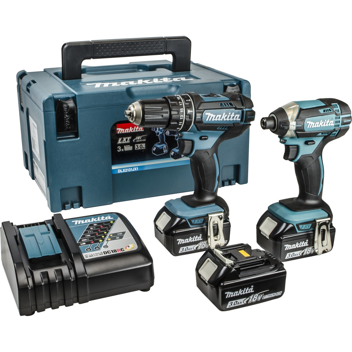 その他 Makita DTD162D Makita 18 Volt Cordless Twin Pack 3 x 3Ah Batteries + 216 Piece