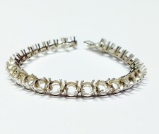 Sterling Silver Bracelet 6 mm Round Semi Mount Setting bracelet High Polished