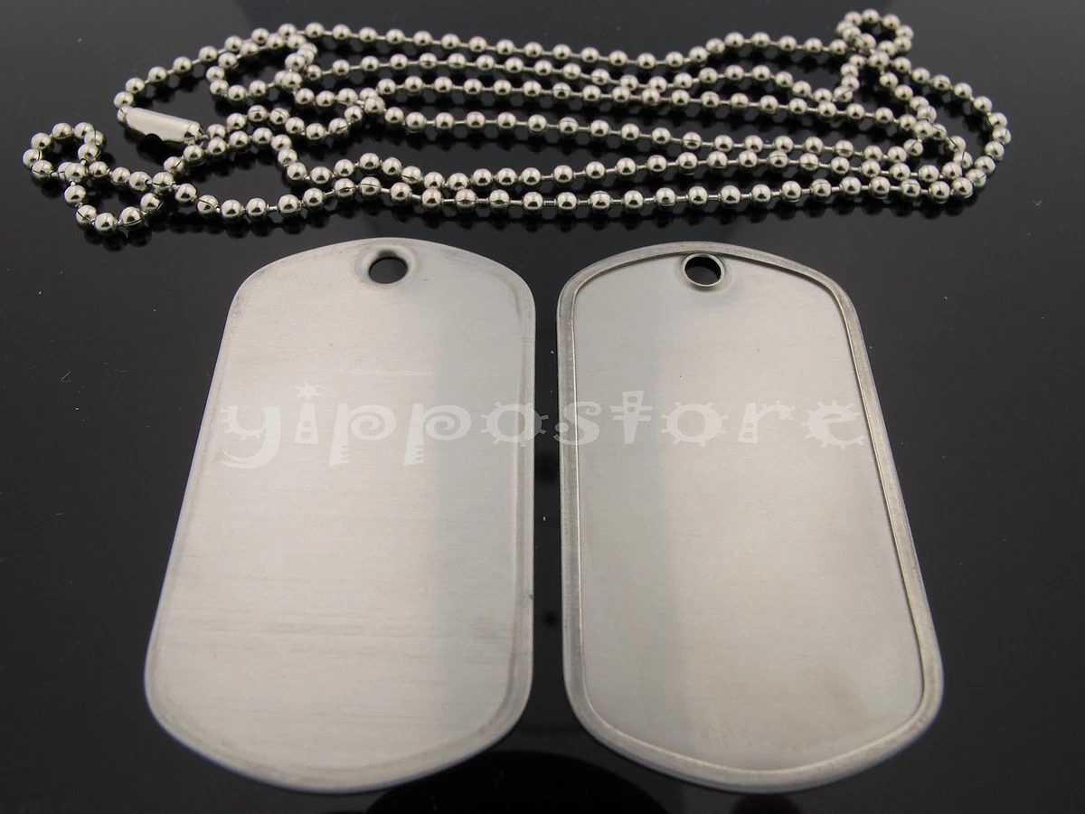 100 Stainless Steel Military Army Dog Tags + 100 Nickle Plated 30 Ball  Chains