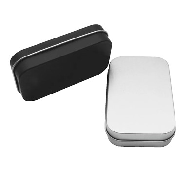 Kleine Metalldose Aufbewahrung rechteckig Box Etui tragbar Organizer silber oder schwarz