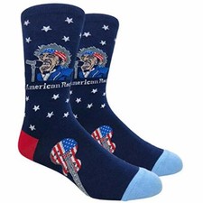 Novelty Fun Crew Print Socks for Dress or Casual American Rock Navy 81A 