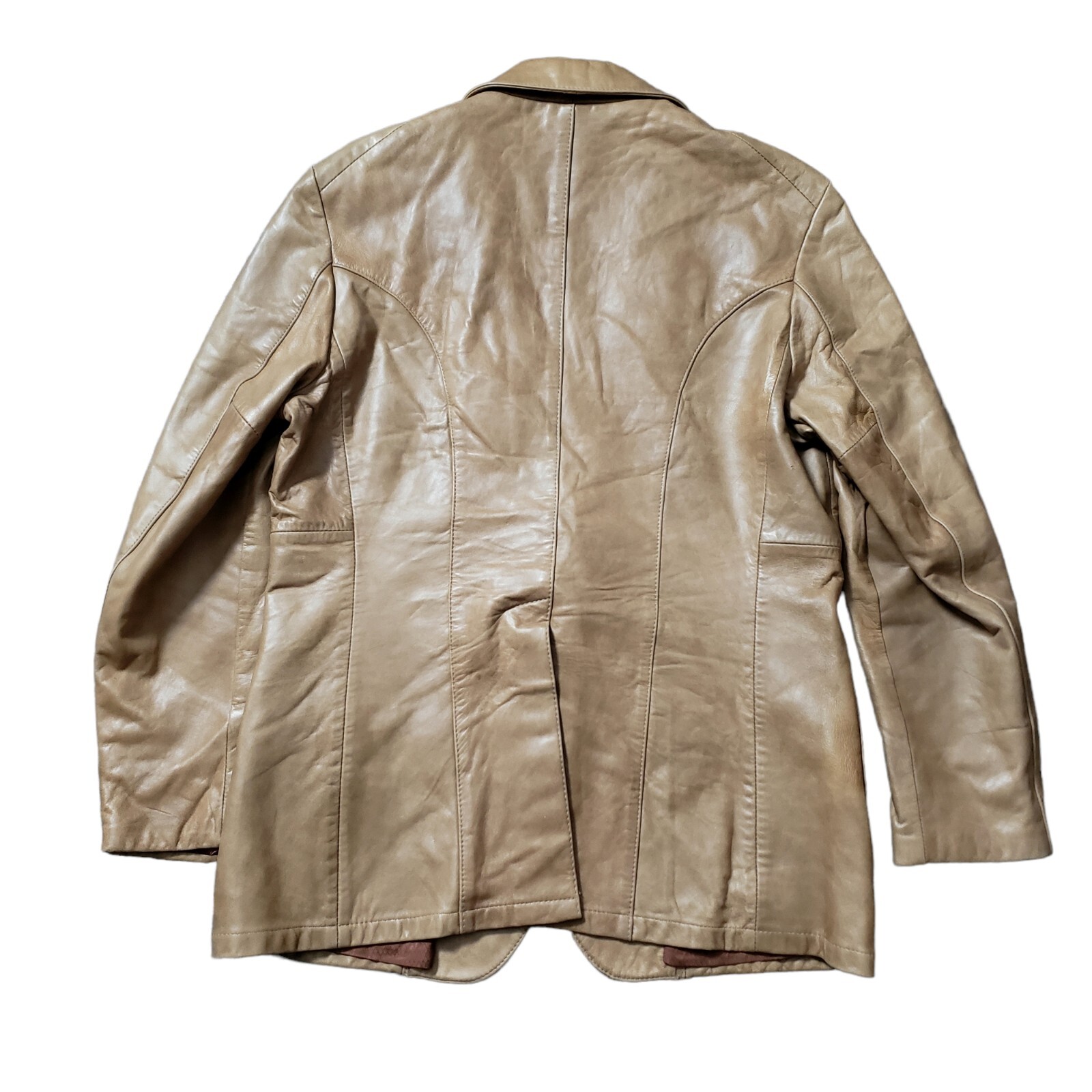 Remy Lambskin Leather Blazer Mens 44 R Black Made in USA Sport Coat