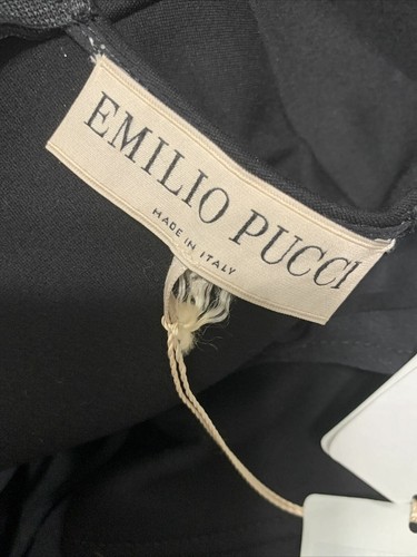 Emilio Pucci authentic New Solid Black Long Sleeve Mini Dress Lace Up 40 Small 6 - Picture 6 of 9