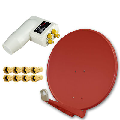 PremiumX DELUXE85 Satellitenschüssel 85cm mit Quad 4fach LNB für 4 Teilnehmer 4K