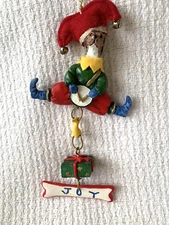 Greyhound Gray Hound Dog in Jester Clown Outfit Christmas Tree Ornament Joy Drum