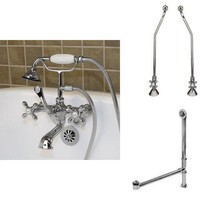 Tub Wall Faucet With Supply And Drain For Copper Pipe Cross Handles Tub Wall Faucet With Supply And Drain For Copper Pipe Cross Handles