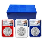 3pc Set - 2025 $1 1-oz American Silver Eagle NGC MS70 FDI Trump Label Red White