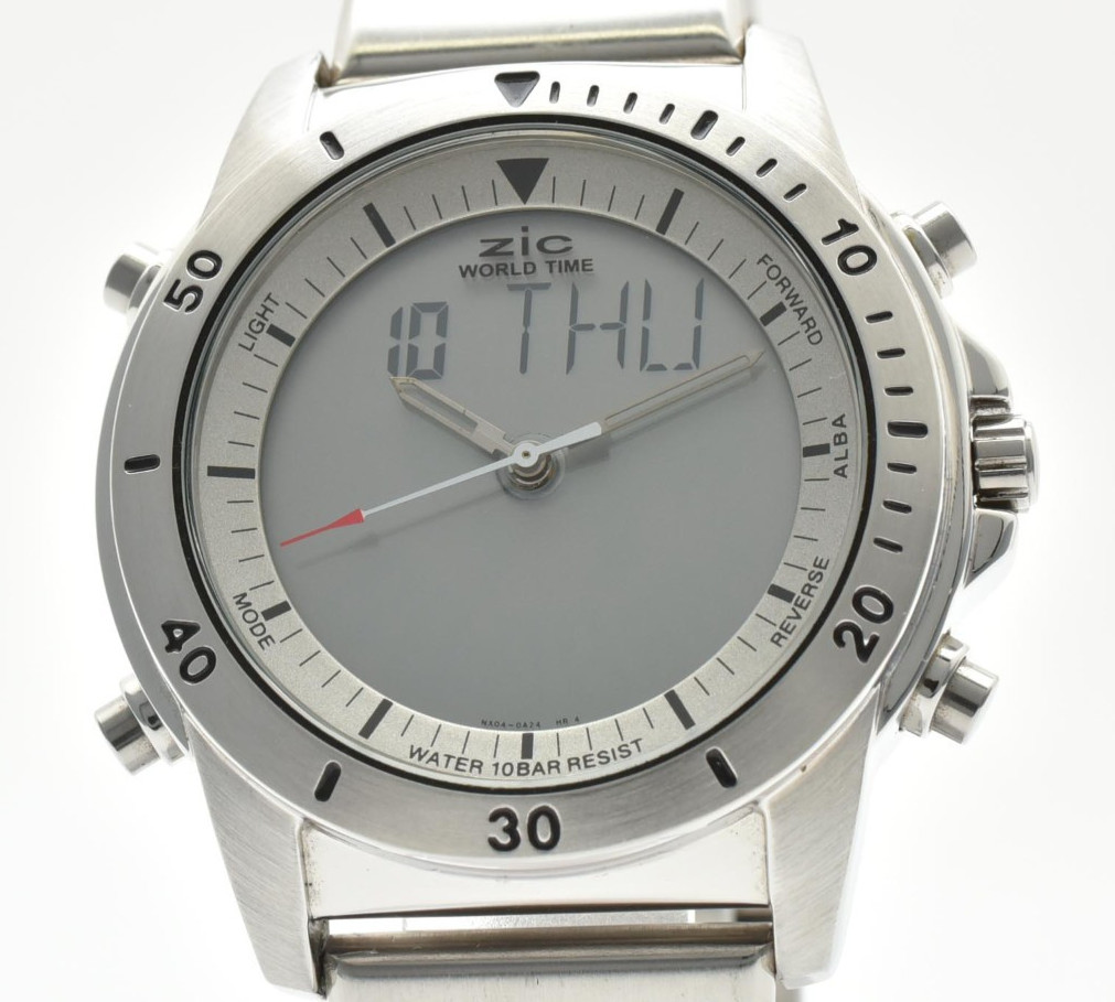 WATCH [Near WORLD-TIME SEIKO RARE NX04-0A20 ALBA MINT]VINTAGE MEN'S DIGI-ANA ZiC - vintagewatches.pk