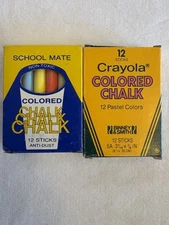 Vintage Colored Chalk Lot Of 2 Crayola Binney Smith & School Mate 12 Per Box