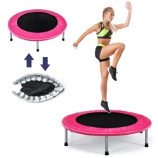 Goplus Mini Folding 36'' Trampoline Portable Recreational Fitness Rebounder Pink