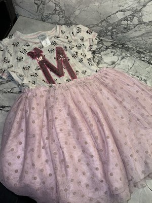 Disney Store Girls 9/10 Minnie Mouse Sequin Logo Tutu Dress 