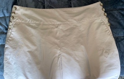 Ann Taylor Pencil Skirt Plus Size 16 Khaki Button Detail Zip Closure Stretch