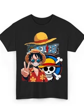 One Piece Straw Hat Pirates Skull graphic print shirt T-Shirt Unisex Cotton
