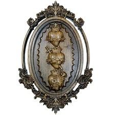Holy Family Three Sacred Hearts Wall Hanging Art work from Natural wood Relig...