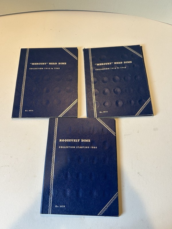 Lot Of 3 EMPTY Whitman Coin Folders NO COINS Mercury & Roosevelt Dimes