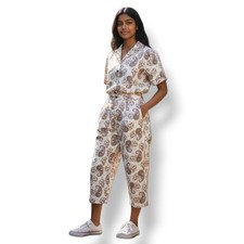 Vintage 70's Paisley Floral Top and Crop Wide Leg Pants 2  PC Set Medium/Waist 27