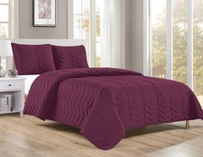 BT684-K BURGUNDY 3PC PREWASHED QUILT SET