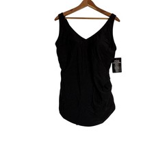 Swimsuits For All Black One Piece Swimsuit Size 18 V-Neck Tummy Control