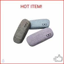 HSYMQ 3Pack Hard Shell Eyeglasses Case Protector Linen Fabrics Large Glasses Cas