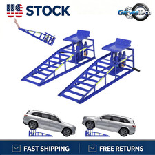 2 Pack 5 Ton Heavy-duty Hydraulic Car Ramps 9.8-14.2 Adj W Reflective Strip