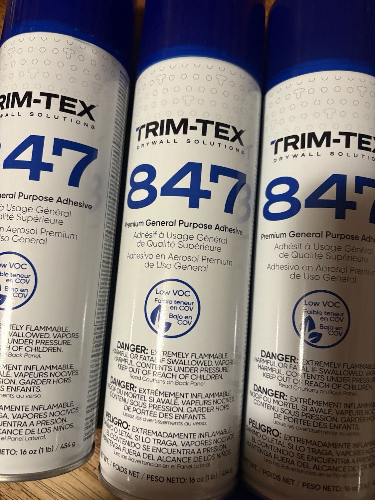 Trim-Tex 847 Spray Adhesive 6 Can Lot. Low Voc