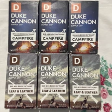 Lot 6~Duke Cannon Big Ass Brick Soap Leaf & Leather Campfire  NEW