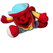 VTG Kool Aid Man Stuffed Plush Beanie Rainbow Shirt Kraft Foods Advertisment