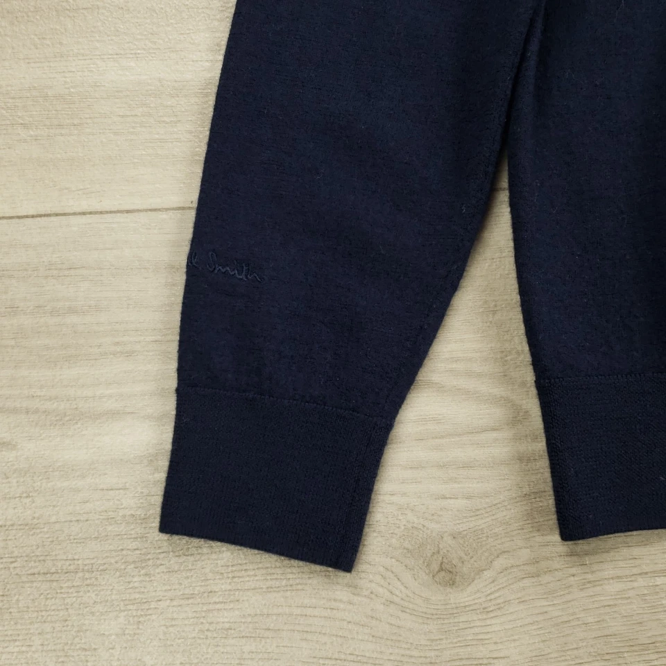 Paul Smith Cardigan Merino Wool Sweater Women's Medium Blue Full Zip Mock Neck - Image 3 of 4