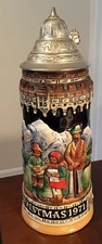 Vintage Christmas 1971 Schmid Genuine Bavarian Stein 1st Edition Made In Germany