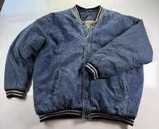 Vintage 90s M3 Jeans Couture denim bomber jacket XXL quilted lined two tone blue