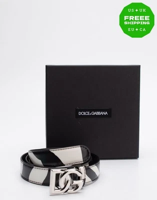 PVP€475 DOLCE & GABBANA Cinturón Cuero Talla 90/36 Patrón Cebra Hecho en Italia - Imagen 1 de 4
