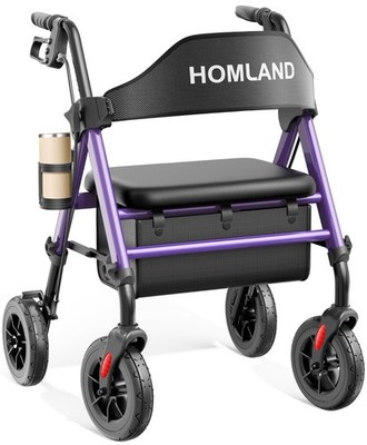 HOMLAND Walkers for Seniors with Seat, Foldable Rollator 400 Pound, Lavender