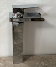Bathroom Sink Faucet Low Arc Single Fixture Water Fall Open Pour Silver New Box