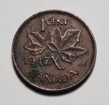 1947 CANADA SMALL ONE CENT PENNY KING GEORGE VI #C10033