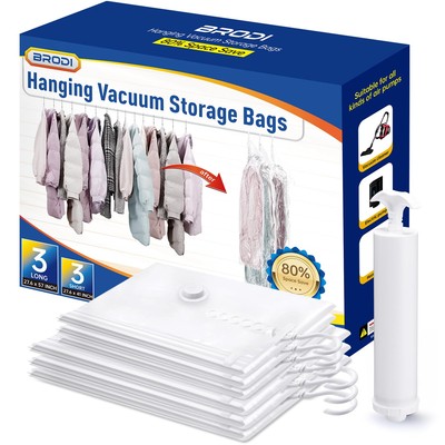 Hanging Vacuum Storage Bags For Clothes With Hand Pump,Coat