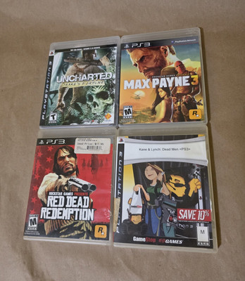 Sony PS3 4-Game Lot- Uncharted, Max Payne 3, Red Dead, Kane&Lynch Dead Men