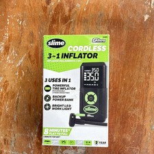 Slime 40089 Cordless Portable 3-in-1 Tire Inflator Power Bank Work Light
