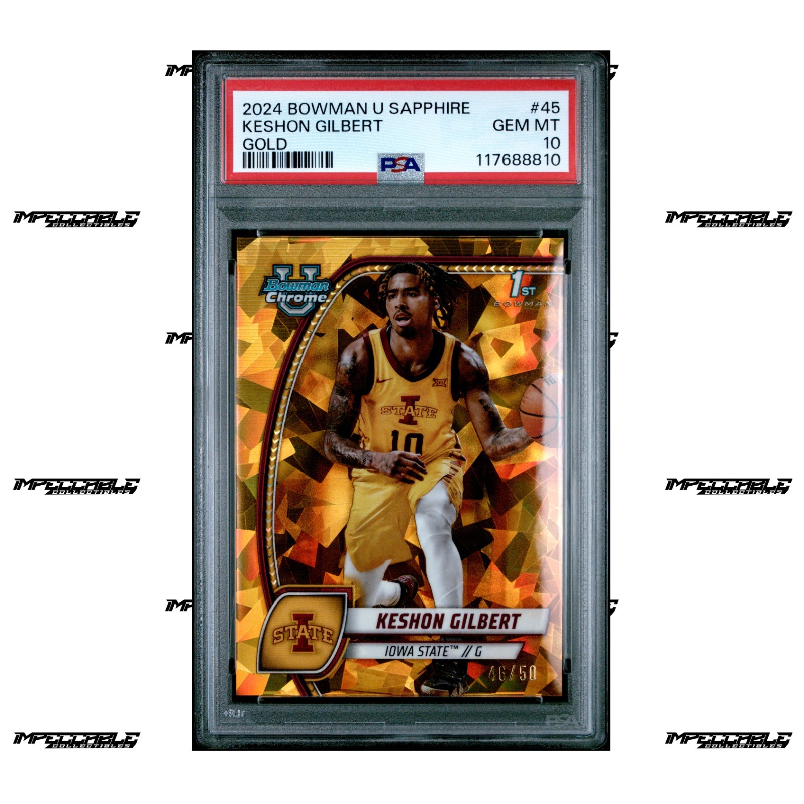 2024-25 Bowman U Sapphire - Gold #45 Keshon Gilbert Rookie /50 PSA 10 POP 1