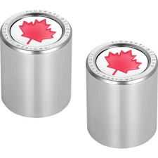 FIGURATI DESIGNS RED MAPLE LEAF DOCKING COVERS SILVER 25X32MM FD03-25.2/32-SS