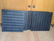 Wall Pegboard Organiser, Black Peg Boards for Walls with 4 Tiles 30x30cm Each