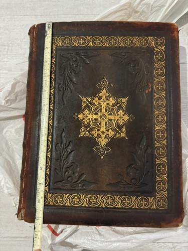Antique Bible The Family Altar Dr Campbell 1870 Many Engravings Plates Inc